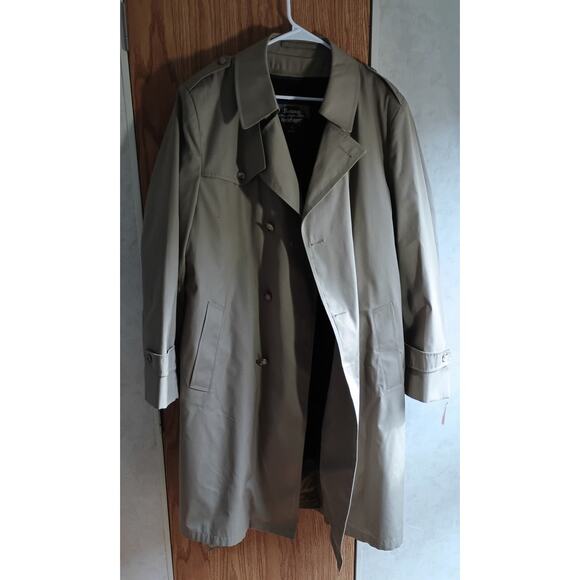 Vintage Botany Weathertopper Trench Coat 44L USA Removable Liner Classic Mens - Picture 2 of 14
